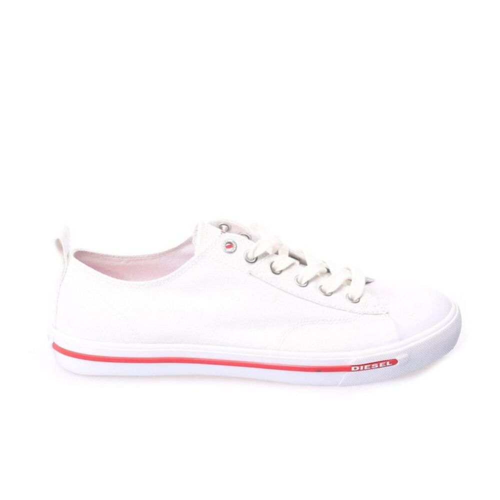 Diesel Mens S-Athos Stripe Detail Canvas Sneakers / White